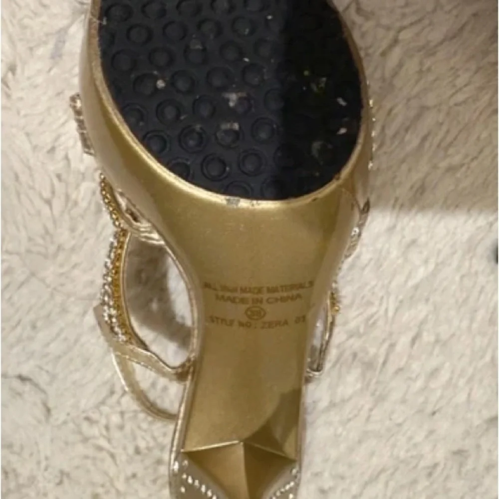 Gold Rhinestone Slingback Heels - Picture 3 of 3
